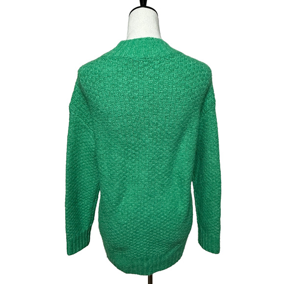 Talbots Sweater Womens Medium Petite Green Chevron Knit Mock Neck Christmas - Picture 3 of 9